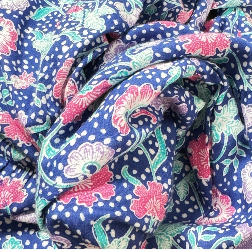 Poupette St Barth Della Maxi Dress Belted Blue Pink Ruffle Sleeve Tiered Skirt - Picture 14 of 16